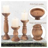 Rustic Wooden Pillar Candle Holders Set of 3, 12'' 9'' 6'' Farmhouse Wood Candle Stand for Table Centerpieces, Vintage Tall Candleholders Fireplace Mantel Decor for Living Room, Brown Rustic Wooden Pillar Candle Holders Set of 3, 12'' 9'' 6'' Farmhouse Wood Candle Stand for Table Centerpieces, Vintage Tall Candleholders Fireplace Mantel Decor for Living Room, Brown