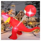 COMIN 6 FT Christmas Decorations Outdoor Inflatables Dinosaur with Christmas Antlers Blow Ups with Built-in LEDs for Yard Party Lawn Decor COMIN 6 FT Christmas Decorations Outdoor Inflatables Dinosaur with Christmas Antlers Blow Ups with Built-in LEDs for Yard Party Lawn Decor