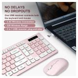 Wireless Keyboard and Mouse Combo, Reccazr 2.4G Full-Sized Keyboard and Mouse Cordless, 3 DPI Adjustable Mouse, Dual-System Keyboard for Computer/Laptop/Windows/Mac (Pink & White) Wireless Keyboard and Mouse Combo, Reccazr 2.4G Full-Sized Keyboard and Mouse Cordless, 3 DPI Adjustable Mouse, Dual-System Keyboard for Computer/Laptop/Windows/Mac (Pink & White)
