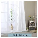 OWENIE Sheer White Curtains Living Room 54 inches Long, Rod Pocket Curtain Sheers Bedroom, Light Filtering Voile Panels Drapes Small Window Treatments 2 Panels, 42\' W x 54\' L, White OWENIE Sheer White Curtains Living Room 54 inches Long, Rod Pocket Curtain Sheers Bedroom, Light Filtering Voile Panels Drapes Small Window Treatments 2 Panels, 42\' W x 54\' L, White