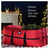ZOBER Wide Christmas Tree Storage Bag - Maximum Accessibility - Fits 9 Ft Trees - 600D Oxford Fabric Christmas Tree Bag For Storage Box For Xmas - Strong, Durable Straps & Handles - Card Slot - Red ZOBER Wide Christmas Tree Storage Bag - Maximum Accessibility - Fits 9 Ft Trees - 600D Oxford Fabric Christmas Tree Bag For Storage Box For Xmas - Strong, Durable Straps & Handles - Card Slot - Red
