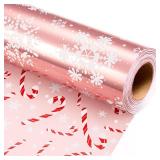 Retrify Snowflake Christmas Wrapping Paper - 17 Inch x 32.8 Feet Mini Roll - Candy Cane Foil Pink Gift Wrap Paper for Holiday Shower Party Celebration Retrify Snowflake Christmas Wrapping Paper - 17 Inch x 32.8 Feet Mini Roll - Candy Cane Foil Pink Gift Wrap Paper for Holiday Shower Party Celebration