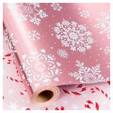 Retrify Snowflake Christmas Wrapping Paper - 17 Inch x 32.8 Feet Mini Roll - Candy Cane Foil Pink Gift Wrap Paper for Holiday Shower Party Celebration Retrify Snowflake Christmas Wrapping Paper - 17 Inch x 32.8 Feet Mini Roll - Candy Cane Foil Pink Gift Wrap Paper for Holiday Shower Party Celebration