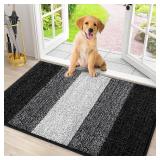Smiry Dog Door Mat for Muddy Paws, Absorbs Moisture and Dirt, Low-Profile Entryway Mat with Non-Slip Backing, Entry Indoor Outdoor Doormat for Inside Floor (30x20 Inches, Black, Striped) Smiry Dog Door Mat for Muddy Paws, Absorbs Moisture and Dirt, Low-Profile Entryway Mat with Non-Slip Backing, Entry Indoor Outdoor Doormat for Inside Floor (30x20 Inches, Black, Striped)
