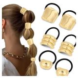 WHAVEL 6 Pcs Gold Hair Ties Hair Cuff Non-Damage Ponytail Holders Gold Hairs Accessories for Women WHAVEL 6 Pcs Gold Hair Ties Hair Cuff Non-Damage Ponytail Holders Gold Hairs Accessories for Women
