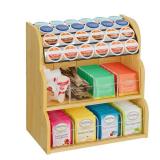 LASZOLA Bamboo Tea Bag and Coffee Holder Organizer for Cabinet Counter Office, 3 Tier Large Capacity Vertical K Cup and Tea Packet Storage Rack, Sturdy Display Stand, Easy Assemble LASZOLA Bamboo Tea Bag and Coffee Holder Organizer for Cabinet Counter Office, 3 Tier Large Capacity Vertical K Cup and Tea Packet Storage Rack, Sturdy Display Stand, Easy Assemble