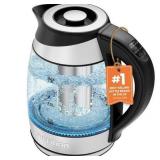 Chefman 1.8L Electric Glass Kettle w/ Temperature Control Removable Tea Infuser - Stainless Steel Chefman 1.8L Electric Glass Kettle w/ Temperature Control Removable Tea Infuser - Stainless Steel