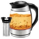Chefman 1.8L Electric Glass Kettle w/ Temperature Control Removable Tea Infuser - Stainless Steel Chefman 1.8L Electric Glass Kettle w/ Temperature Control Removable Tea Infuser - Stainless Steel