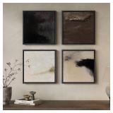 Framed Neutral Abstract Wall Art, 4 Piece Modern Minimalist Canvas Prints in Earth Tone and Brown Black Beige Colors, Contemporary Square Wall Decor for Living Room Bedroom Office Entryway, 12x12 Framed Neutral Abstract Wall Art, 4 Piece Modern Minimalist Canvas Prints in Earth Tone and Brown Black Beige Colors, Contemporary Square Wall Decor for Living Room Bedroom Office Entryway, 12x12