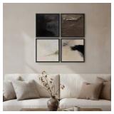 Framed Neutral Abstract Wall Art, 4 Piece Modern Minimalist Canvas Prints in Earth Tone and Brown Black Beige Colors, Contemporary Square Wall Decor for Living Room Bedroom Office Entryway, 12x12 Framed Neutral Abstract Wall Art, 4 Piece Modern Minimalist Canvas Prints in Earth Tone and Brown Black Beige Colors, Contemporary Square Wall Decor for Living Room Bedroom Office Entryway, 12x12
