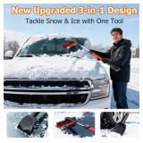 DMJN [2026 Upgrade Extendable Car Snow Brush and Ice Scraper [3-in-1] Clean Snow, Ice and Frost, 45''Adjustable Length with 360Â° Rotating Brush Head, Suitable for All Cars-Medium