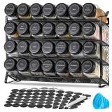 AOZITA Spice Rack Organizer for Cabinet, Spice Organizer with 28 Empty Spice Jars with Black Lids, Funnel, Spice Labels, Seasoning Organizer for Countertop, Cabinet, Kitchen, Pantry, Cupboard AOZITA Spice Rack Organizer for Cabinet, Spice Organizer with 28 Empty Spice Jars with Black Lids, Funnel, Spice Labels, Seasoning Organizer for Countertop, Cabinet, Kitchen, Pantry, Cupboard