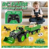 Remote Control Tractor Toy, Kids RC Tractor Set with Truck & Trailer and Light/Loading/8 Wheel, 2.4 Ghz RC Farm Vehicle Toys, Animal Farm Kids Toy for 3 4 5 6 7 8 9 Year Old Boys Girls Birthday Gift Remote Control Tractor Toy, Kids RC Tractor Set with Truck & Trailer and Light/Loading/8 Wheel, 2.4 Ghz RC Farm Vehicle Toys, Animal Farm Kids Toy for 3 4 5 6 7 8 9 Year Old Boys Girls Birthday Gift
