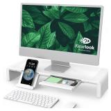 Monitor Stand Riser, Klearlook Foldable, Height Adjustable Computer Stand, Desk Shelf Riser with Storage Drawer &Tablet Phone Stand for Desktop, Laptop (White) Monitor Stand Riser, Klearlook Foldable, Height Adjustable Computer Stand, Desk Shelf Riser with Storage Drawer &Tablet Phone Stand for Desktop, Laptop (White)