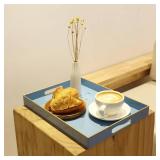 Spsyrine Blue Plastic Serving Tray for Ottoman, Coffee Table, Rectangle Decorative Tray for Entertaining, Outdoor, Living Room, Home Decor Spsyrine Blue Plastic Serving Tray for Ottoman, Coffee Table, Rectangle Decorative Tray for Entertaining, Outdoor, Living Room, Home Decor