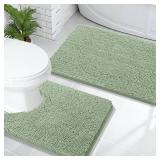 OLANLY Bathroom Rugs Sets 2 Piece, Soft Absorbent Chenille Bath Mats and U-Shaped Contour Toilet Mat Area Rug Set, Machine Washable Bath Carpet, Home Decor Accessories(30\'x20\'+24\'x20\', Sage Green) OLANLY Bathroom Rugs Sets 2 Piece, Soft Absorbent Chenille Bath Mats and U-Shaped Contour Toilet Mat Area Rug Set, Machine Washable Bath Carpet, Home Decor Accessories(30\'x20\'+24\'x20\', Sage Green)
