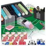 Ultimate Casino Game Set: 6 Deck Shuffler+300pc Hi-End Chips+8 Pro Plastic Poker Card+Card Shoe+Chip Rake+Felt+Accessories, Blackjack Set & Texas Holdem Kit, Poker Night Kit for Adult Casino Party Ultimate Casino Game Set: 6 Deck Shuffler+300pc Hi-End Chips+8 Pro Plastic Poker Card+Card Shoe+Chip Rake+Felt+Accessories, Blackjack Set & Texas Holdem Kit, Poker Night Kit for Adult Casino Party