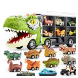 JOYIN 13 in 1 Dinosaur Toys for Kids 3-5, Dinosaur Truck with 12 Pull Back Cars, Birthday Gifts Toys for 3 4 5+ Year Old Boy, Transport Carrier Truck for Toddlers, Easter Kids Gifts JOYIN 13 in 1 Dinosaur Toys for Kids 3-5, Dinosaur Truck with 12 Pull Back Cars, Birthday Gifts Toys for 3 4 5+ Year Old Boy, Transport Carrier Truck for Toddlers, Easter Kids Gifts