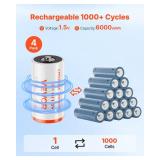 VEVOR Rechargeable D Batteries, 4 Pack, 1.5V 6000mWh Lithium D Battery with 4 in 1 USB-C Charge Cable, Recharge Up to 1000+ Cycles, Lithium-ion D Cell Batteries for Flashlights, Floodlight, Toys VEVOR Rechargeable D Batteries, 4 Pack, 1.5V 6000mWh Lithium D Battery with 4 in 1 USB-C Charge Cable, Recharge Up to 1000+ Cycles, Lithium-ion D Cell Batteries for Flashlights, Floodlight, Toys