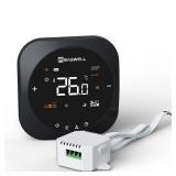 SASWELL Smart WiFi Thermostat for Home, Programmable Thermostat with C-Wire Adapter, 3H/2C for Heat Pump & Conventional Systems, Tuya App Control, Compatible with Alexa & Google Assistant SASWELL Smart WiFi Thermostat for Home, Programmable Thermostat with C-Wire Adapter, 3H/2C for Heat Pump & Conventional Systems, Tuya App Control, Compatible with Alexa & Google Assistant