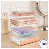 STORi 4-Compartment Clear Plastic Organizer, Rectangular Divided Makeup and Vanity Storage Bin, Use Upright for Eyeshadow Palettes, Made in USA STORi 4-Compartment Clear Plastic Organizer, Rectangular Divided Makeup and Vanity Storage Bin, Use Upright for Eyeshadow Palettes, Made in USA