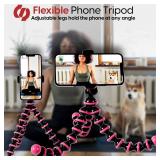 TalkWorks Flexible Tripod for iPhone, Android, Camera - Bendable Legs, Adjustable Stand Holder with Mini Wireless Remote for Selfies, Vlogging, Beauty/Makeup, Live Streaming/Recording - Pink TalkWorks Flexible Tripod for iPhone, Android, Camera - Bendable Legs, Adjustable Stand Holder with Mini Wireless Remote for Selfies, Vlogging, Beauty/Makeup, Live Streaming/Recording - Pink