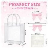 Sweetude 12 Set Pink Bow Clear Gift Bag PVC Coquette Princess Party Favors DIY Kit Clear Candy Bags with Handle Twist Tie Bow Sticker for Birthday Wedding Bridal Flower Bachelorette Party Baby Shower Sweetude 12 Set Pink Bow Clear Gift Bag PVC Coquette Princess Party Favors DIY Kit Clear Candy Bags with Handle Twist Tie Bow Sticker for Birthday Wedding Bridal Flower Bachelorette Party Baby Shower