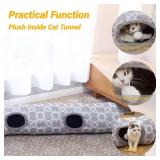 LUCKITTY Geometric Straight Cat Tunnel with Plush Inside,Cats Toys Collapsible Tunnel Tube with Balls, for Rabbits, Kittens, Ferrets,Puppy, Diameter 9.8 Inch LUCKITTY Geometric Straight Cat Tunnel with Plush Inside,Cats Toys Collapsible Tunnel Tube with Balls, for Rabbits, Kittens, Ferrets,Puppy, Diameter 9.8 Inch