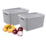 Onion and Potato Storage Baskets,Stackable Plastic Pantry Bins with Lids,BPA-Free, Multifunctional Organizers for Kitchen, Countertop, and More Vegetable Storage Pantry Baskets Organization (2) Onion and Potato Storage Baskets,Stackable Plastic Pantry Bins with Lids,BPA-Free, Multifunctional Organizers for Kitchen, Countertop, and More Vegetable Storage Pantry Baskets Organization (2)