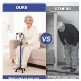 Stand Assist Aid for Elderly - 4-Pronged Stability Cane with Adjustable Foldable Design & Rise Assistance Grip to Reduce Strain When Standing Up (Blue) Stand Assist Aid for Elderly - 4-Pronged Stability Cane with Adjustable Foldable Design & Rise Assistance Grip to Reduce Strain When Standing Up (Blue)