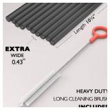 Fiesta First 10 EXTRA WIDE Long Reusable Black Hard Plastic Drinking Straws + Cleaning Brush - Fat Thick Large Jumbo Straws for Smoothies and Milkshakes - Black - Dishwasher Safe BPA Free Fiesta First 10 EXTRA WIDE Long Reusable Black Hard Plastic Drinking Straws + Cleaning Brush - Fat Thick Large Jumbo Straws for Smoothies and Milkshakes - Black - Dishwasher Safe BPA Free