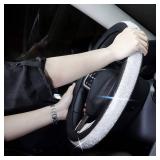 New Diamond Leather Steering Wheel Cover with Bling Bling Crystal Rhinestones, Universal Fit 15 Inch Car Wheel Protector for Women Girls Black New Diamond Leather Steering Wheel Cover with Bling Bling Crystal Rhinestones, Universal Fit 15 Inch Car Wheel Protector for Women Girls Black