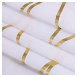 L.Z.E White and Gold Sheer Curtains 84 Inches Long 2 Panels Set, Gold Foil Printed Sheer Curtains for Living Room Dining Room, Light Filtering Grommet Window Drapes with Wave Patterns L.Z.E White and Gold Sheer Curtains 84 Inches Long 2 Panels Set, Gold Foil Printed Sheer Curtains for Living Room Dining Room, Light Filtering Grommet Window Drapes with Wave Patterns