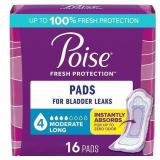 Poise Incontinence Pads for Women - Moderate Absorbency - 4 Drop - Long - 16ct Poise Incontinence Pads for Women - Moderate Absorbency - 4 Drop - Long - 16ct
