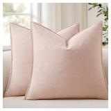 ANRODUO Pack of 2 Decorative Linen Pillow Covers Light Pink Euro Sham Neutral Farmhouse Boho Soild Cushion Case Soft Accent Pillowcase for Couch Sofa Bedroom Living Room Spring Home Decor 24 x 24 Inch ANRODUO Pack of 2 Decorative Linen Pillow Covers Light Pink Euro Sham Neutral Farmhouse Boho Soild Cushion Case Soft Accent Pillowcase for Couch Sofa Bedroom Living Room Spring Home Decor 24 x 24 Inch