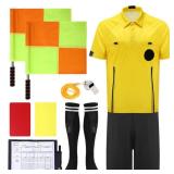 7PCs Soccer Kit - Adult Referee Jersey, Cards, Whistle, Socks, Flags, Costume M 7PCs Soccer Kit - Adult Referee Jersey, Cards, Whistle, Socks, Flags, Costume M
