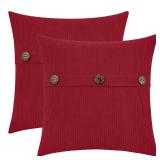 HWY 50 Red Chenille Throw Pillow Covers 18x18 Inch with Triple Buttons, Soft Farmhouse Accent Decorative Cushion Cases for Couch Sofa Bed Living Room Bedroom Pack of 2 HWY 50 Red Chenille Throw Pillow Covers 18x18 Inch with Triple Buttons, Soft Farmhouse Accent Decorative Cushion Cases for Couch Sofa Bed Living Room Bedroom Pack of 2