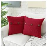 HWY 50 Red Chenille Throw Pillow Covers 18x18 Inch with Triple Buttons, Soft Farmhouse Accent Decorative Cushion Cases for Couch Sofa Bed Living Room Bedroom Pack of 2 HWY 50 Red Chenille Throw Pillow Covers 18x18 Inch with Triple Buttons, Soft Farmhouse Accent Decorative Cushion Cases for Couch Sofa Bed Living Room Bedroom Pack of 2