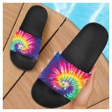 Howilath Tie-dye Rainbow Swirl Sandals Slippers, Casual EVA Soft Sole Open Toe House Single Band Slide Sandals for Women Men Howilath Tie-dye Rainbow Swirl Sandals Slippers, Casual EVA Soft Sole Open Toe House Single Band Slide Sandals for Women Men