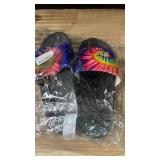 Howilath Tie-dye Rainbow Swirl Sandals Slippers, Casual EVA Soft Sole Open Toe House Single Band Slide Sandals for Women Men Howilath Tie-dye Rainbow Swirl Sandals Slippers, Casual EVA Soft Sole Open Toe House Single Band Slide Sandals for Women Men