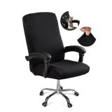 DVLOL Computer Office Chair Cover with Zipper,Universal Washable Removable Stretch Anti-dust Rotating Soft Office Seat Slipcover,High Back Desk Seat Protector for Pets (Black, Large) DVLOL Computer Office Chair Cover with Zipper,Universal Washable Removable Stretch Anti-dust Rotating Soft Office Seat Slipcover,High Back Desk Seat Protector for Pets (Black, Large)