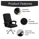 DVLOL Computer Office Chair Cover with Zipper,Universal Washable Removable Stretch Anti-dust Rotating Soft Office Seat Slipcover,High Back Desk Seat Protector for Pets (Black, Large) DVLOL Computer Office Chair Cover with Zipper,Universal Washable Removable Stretch Anti-dust Rotating Soft Office Seat Slipcover,High Back Desk Seat Protector for Pets (Black, Large)