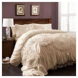 3pc Queen Serena Comforter Set Ivory - Lush Décor 3pc Queen Serena Comforter Set Ivory - Lush Décor