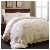 3pc Queen Serena Comforter Set Ivory - Lush Décor 3pc Queen Serena Comforter Set Ivory - Lush Décor