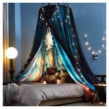 Kertnic Gorgeous Aurora Printed Bed Canopy for Girls & Adults, Room Decorative Cozy Bed Curtain Canopy Drapes, Round Dome Luxurious Lace Princess Canopies Mosquito Netting (Aurora) Kertnic Gorgeous Aurora Printed Bed Canopy for Girls & Adults, Room Decorative Cozy Bed Curtain Canopy Drapes, Round Dome Luxurious Lace Princess Canopies Mosquito Netting (Aurora)