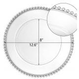 Lawei 12 Pack Clear Plastic Charger Plates with Bead Rim, 13 Inch Plastic Round Serving Plates Decor Dinner Plates for Party Wedding Events Dinner Decoration Lawei 12 Pack Clear Plastic Charger Plates with Bead Rim, 13 Inch Plastic Round Serving Plates Decor Dinner Plates for Party Wedding Events Dinner Decoration