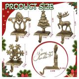 OCTERIC 4Pcs Stocking Holders, Reindeer Santa Snowflake Christmas Tree Metal Mantel Hooks, Anti-Slip Heavy Duty Solid Cast Iron Mantle Hangers Xmas Décor for Fireplace Holiday Indoor Decoration OCTERIC 4Pcs Stocking Holders, Reindeer Santa Snowflake Christmas Tree Metal Mantel Hooks, Anti-Slip Heavy Duty Solid Cast Iron Mantle Hangers Xmas Décor for Fireplace Holiday Indoor Decoration