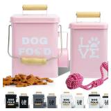 NIXBYO Dog Food Storage Container Set of 2 Dog Treat Container with Airtight Lids Dog Treat Jar with Scoop Metal Dog Food Holder with Wooden Handles for Kitchen Counter and Pantry Home Decor - Pink NIXBYO Dog Food Storage Container Set of 2 Dog Treat Container with Airtight Lids Dog Treat Jar with Scoop Metal Dog Food Holder with Wooden Handles for Kitchen Counter and Pantry Home Decor - Pink