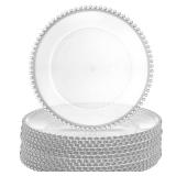 Lawei 12 Pack Clear Plastic Charger Plates with Bead Rim, 13 Inch Plastic Round Serving Plates Decor Dinner Plates for Party Wedding Events Dinner Decoration Lawei 12 Pack Clear Plastic Charger Plates with Bead Rim, 13 Inch Plastic Round Serving Plates Decor Dinner Plates for Party Wedding Events Dinner Decoration