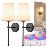 Battery Operated Wall Sconce Set Of Two with Remote Control, Indoor Not Hardwired Dimmable Battery Operated Wall Sconce Light Fixture with Fabric Linen Shade For Bedroom Living Room, Bulb Included ( C Battery Operated Wall Sconce Set Of Two with Remote Control, Indoor Not Hardwired Dimmable Battery Operated Wall Sconce Light Fixture with Fabric Linen Shade For Bedroom Living Room, Bulb Included ( C